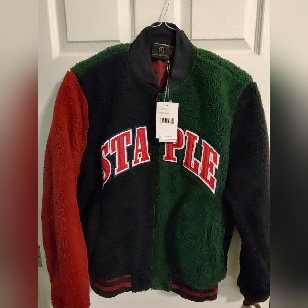 Staple Pigeon Green Sherpa Varsity Jacket Multi Color Men’s Size Small